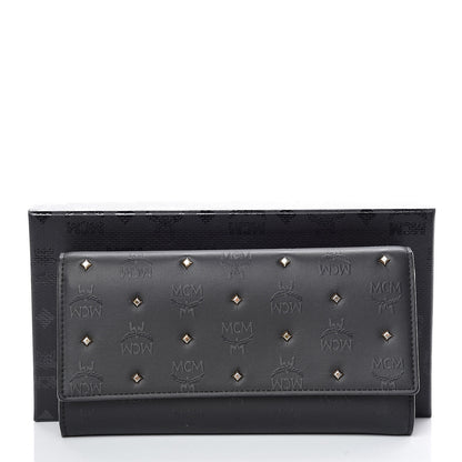 MCM Monogram Coated Canvas Claudia Studded Continental Flap Wallet Black 10 of 10