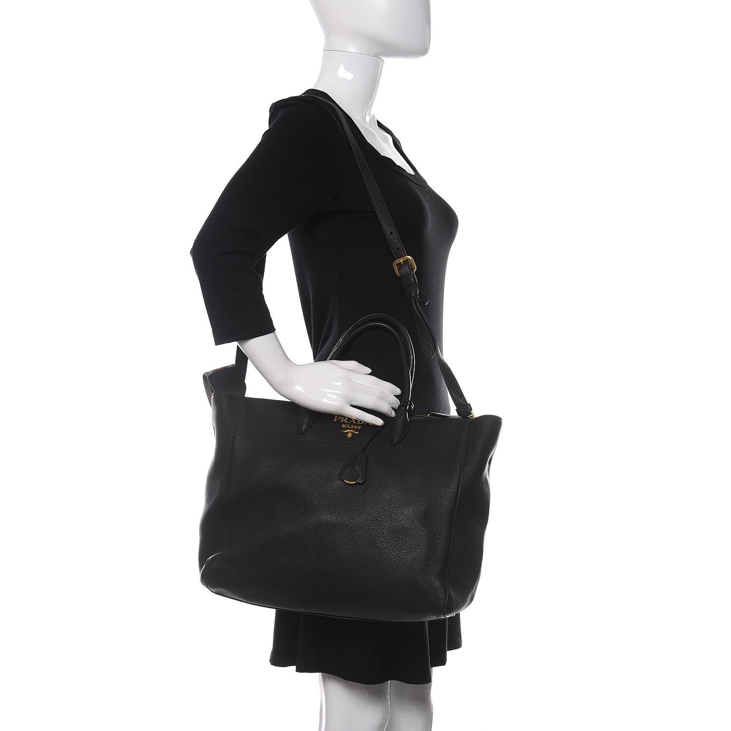 Prada Vitello Daino Tote Black 3 of 11