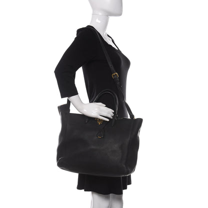 Prada Vitello Daino Tote Black 3 of 11