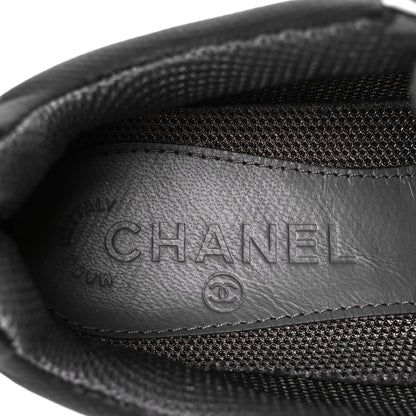 Chanel Calfskin Suede CC Sneakers 36.5 Black Dark Grey Green 8 of 10
