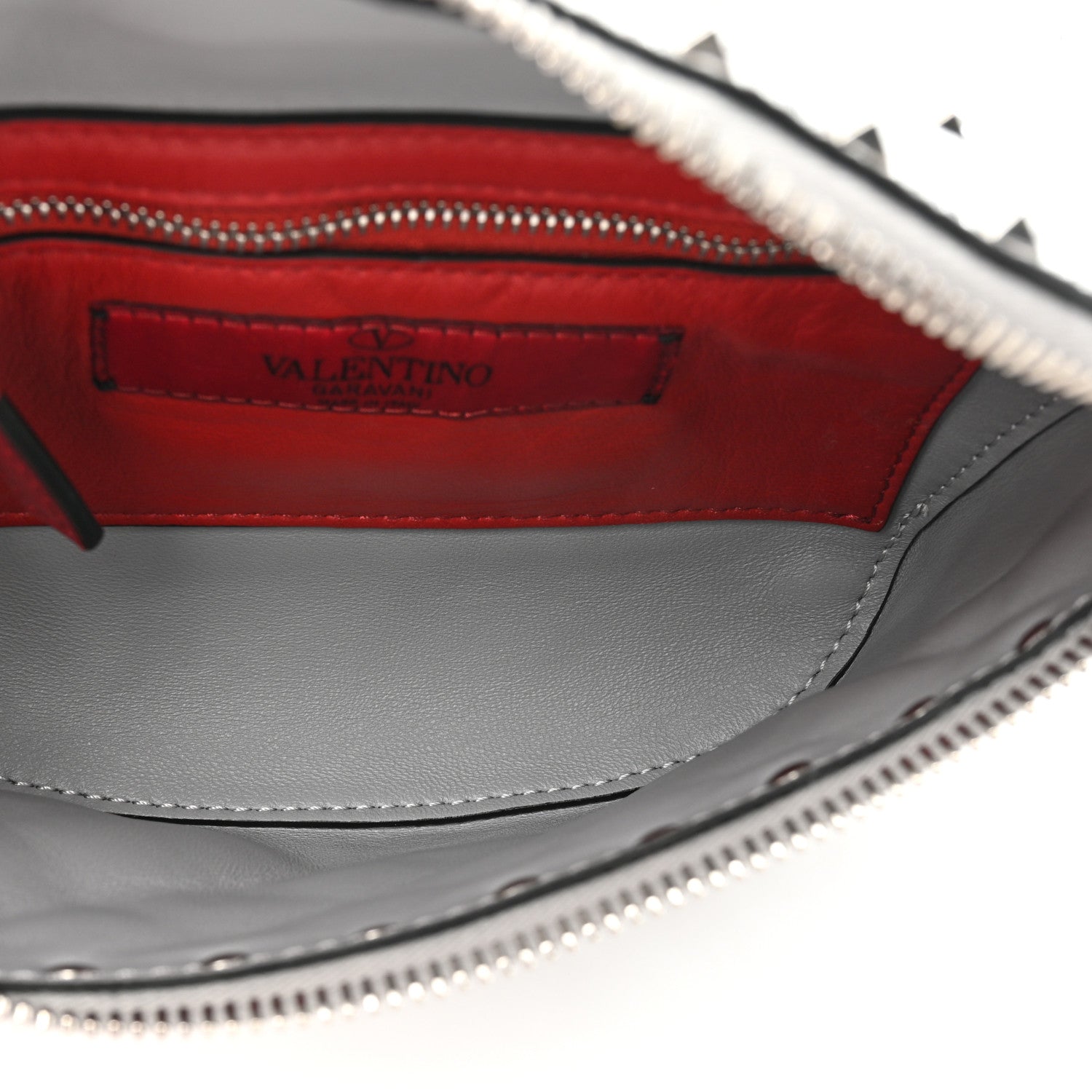 Valentino Garavani Metallic Craquele Nappa Rockstud Spike Belt Bag 105 42 Silver 5 of 12