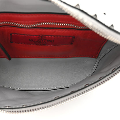 Valentino Garavani Metallic Craquele Nappa Rockstud Spike Belt Bag 105 42 Silver 5 of 12