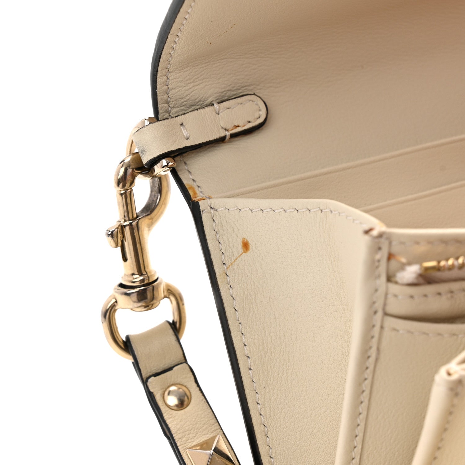 Valentino Garavani Calfskin Rockstud Wristlet Travel Wallet Light Ivory 10 of 10