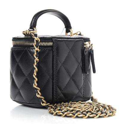 Chanel Lambskin Quilted Top Handle Mini Vanity Case With Chain Black 2 of 4