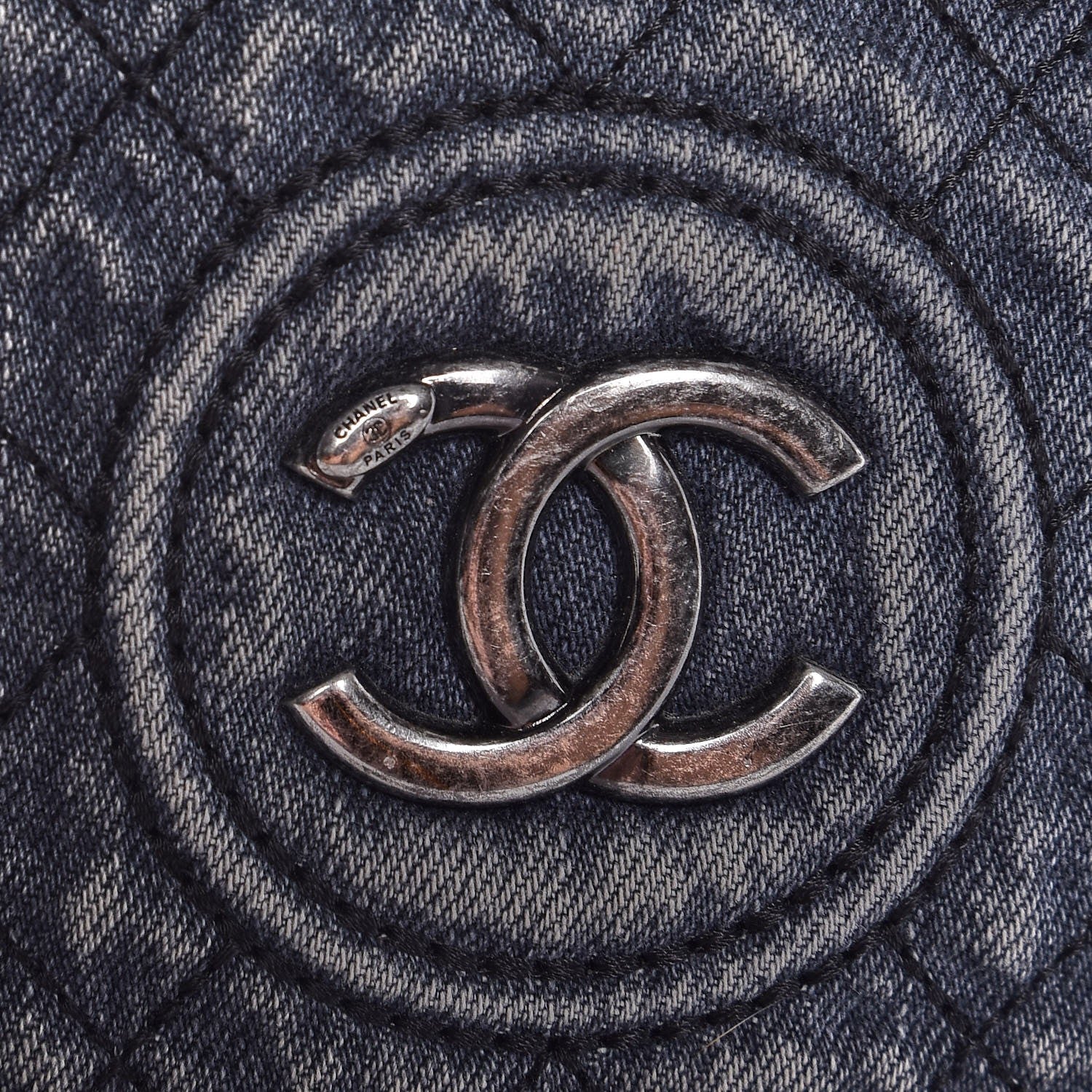 Chanel Denim Quilted CC Tote Blue 9 of 13
