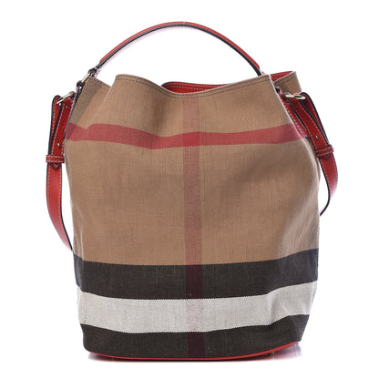 Burberry Canvas Mega Check Medium Ashby Hobo Cadmium Red 1 of 13