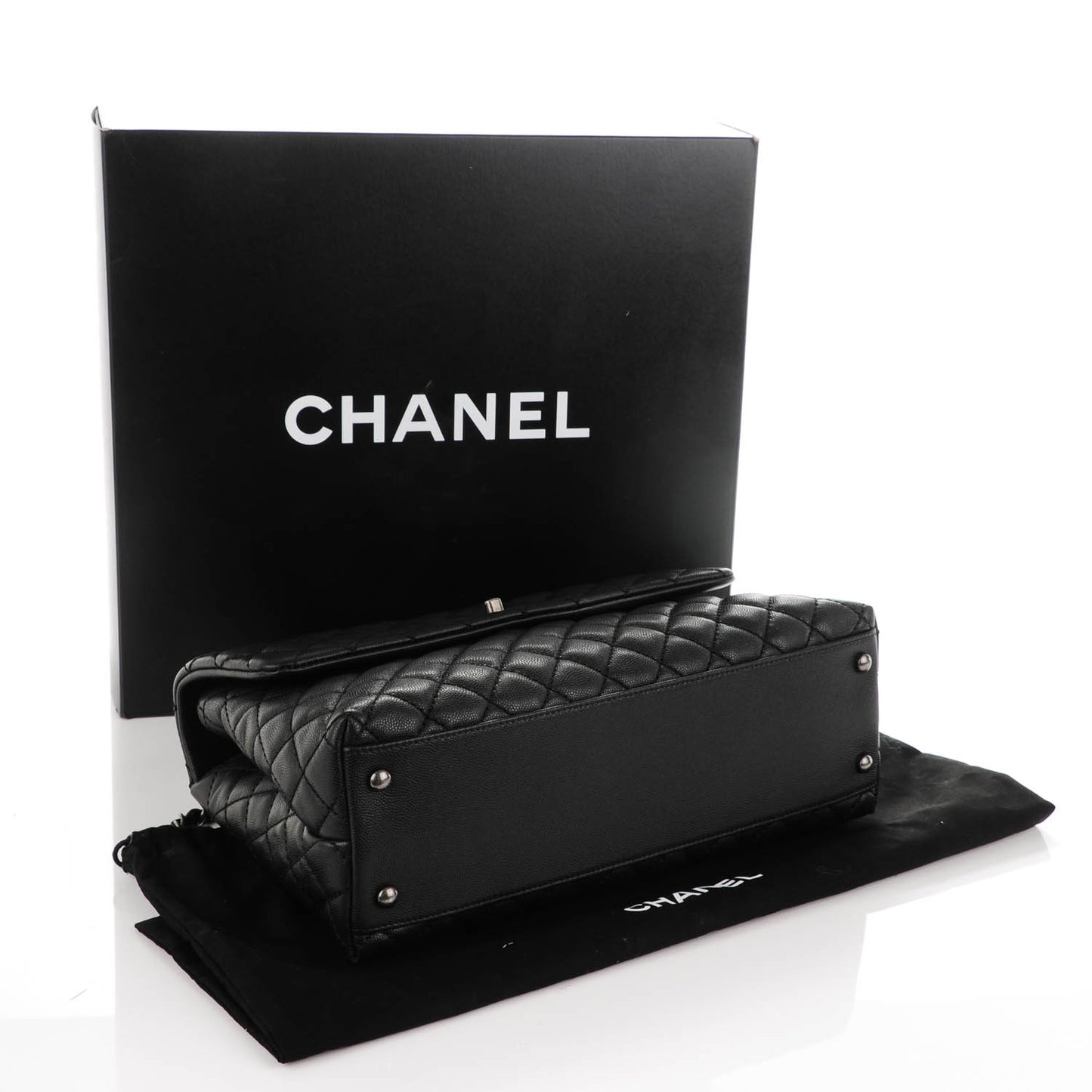 Caviar Quilted Medium Coco Handle Flap Black