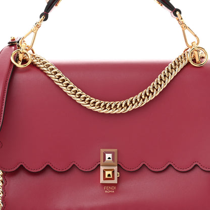 Fendi Vitello Liberty Scalloped Studded Kan I Shoulder Bag Black Cherry 8 of 10