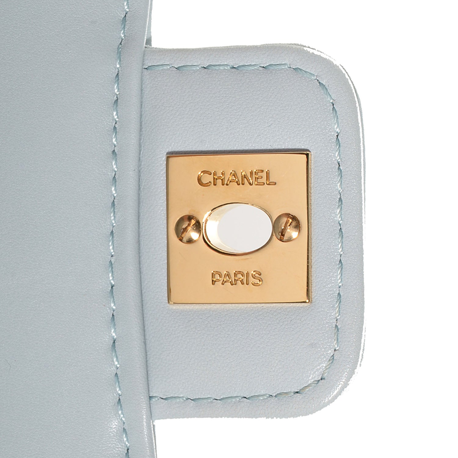 Chanel Leather Quilted Medium Wild Stitch Flap Light Blue 8 of 8