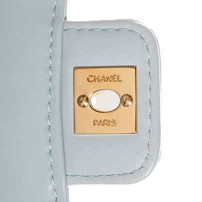 Chanel Leather Quilted Medium Wild Stitch Flap Light Blue 8 of 8