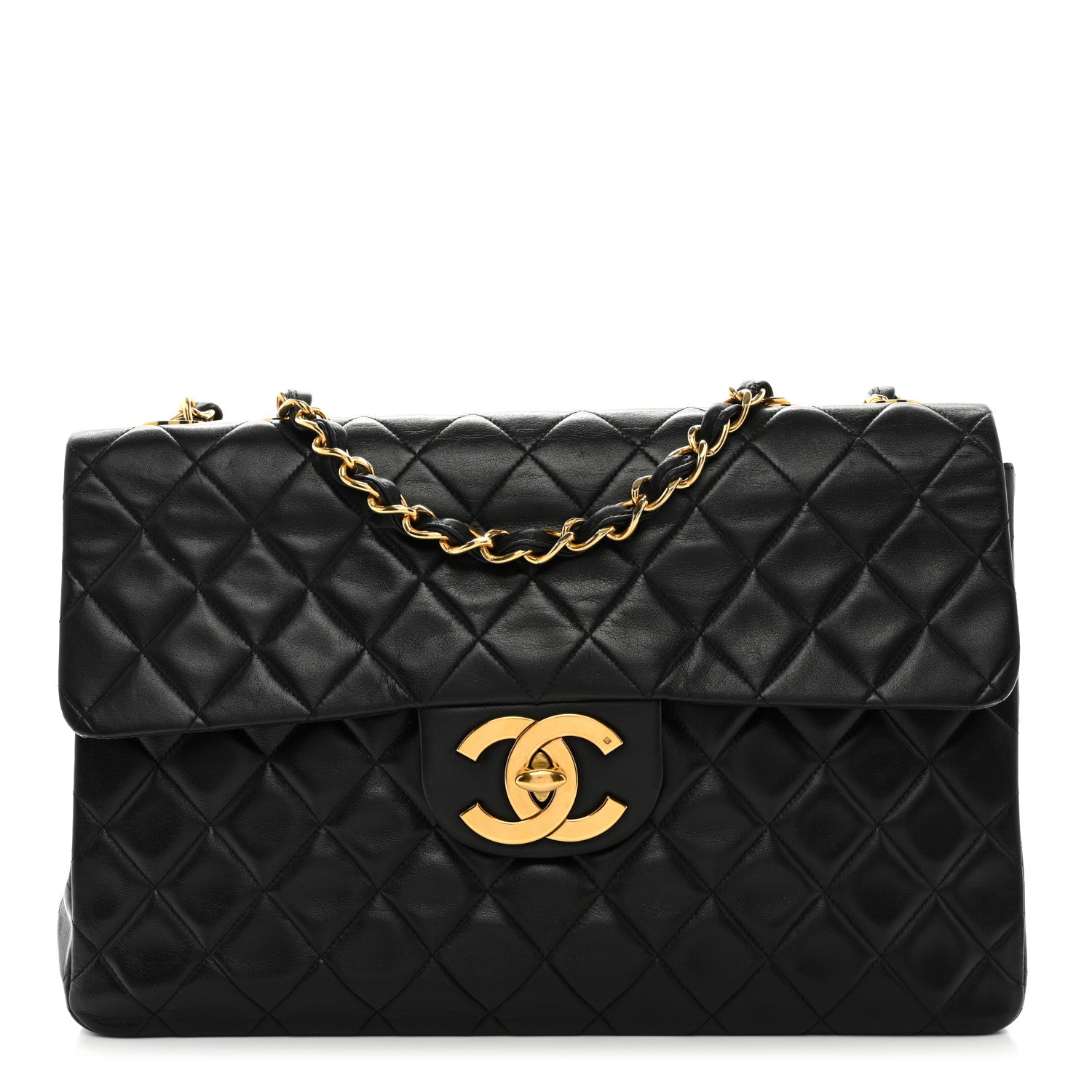 Chanel Lambskin Quilted XL Jumbo Single Flap Black 1 of 11