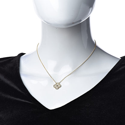 Van Cleef & Arpels 18K Yellow Gold Diamond Vintage Alhambra Pendant Necklace 2 of 6