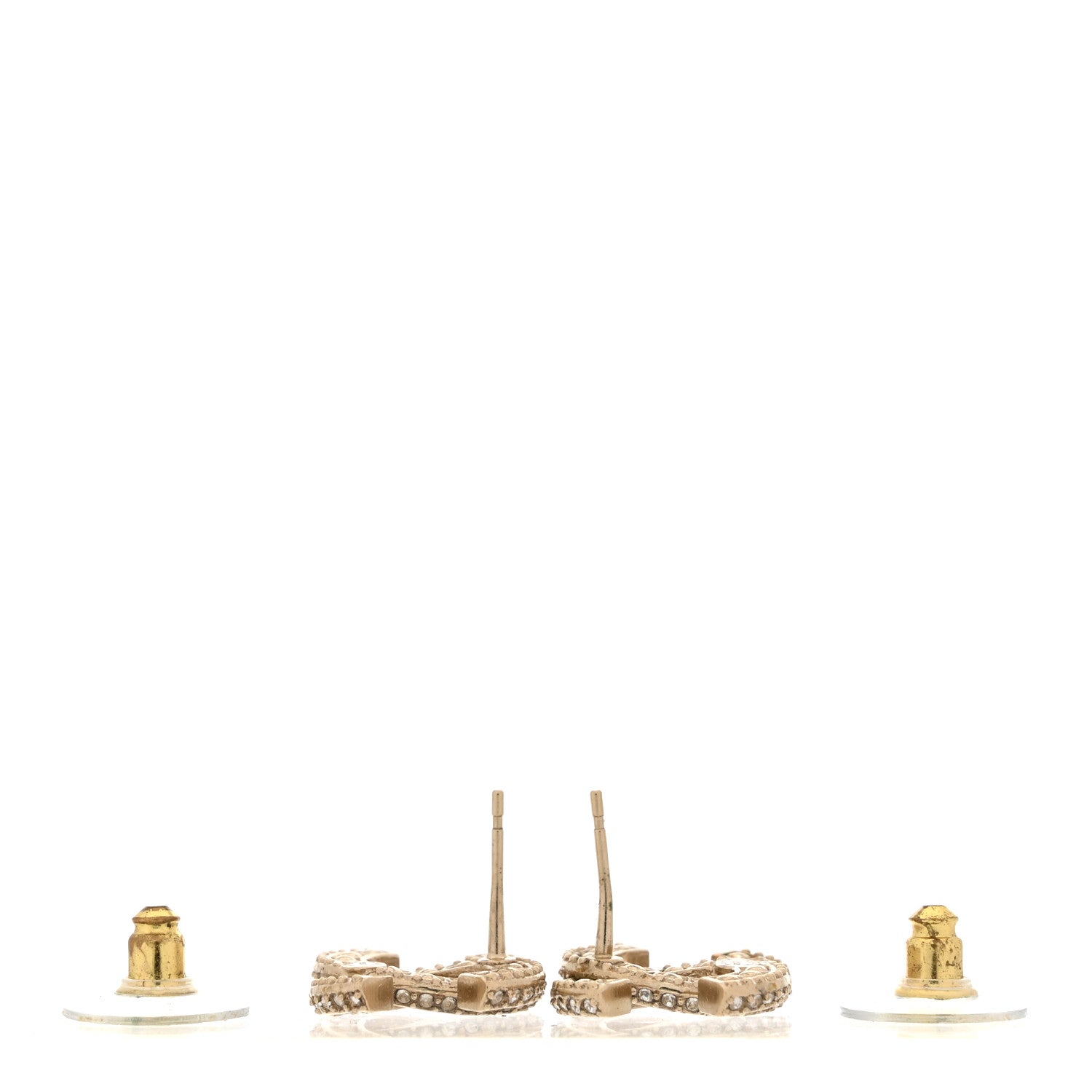 Chanel Crystal Timeless CC Earrings Light Gold 3 of 7