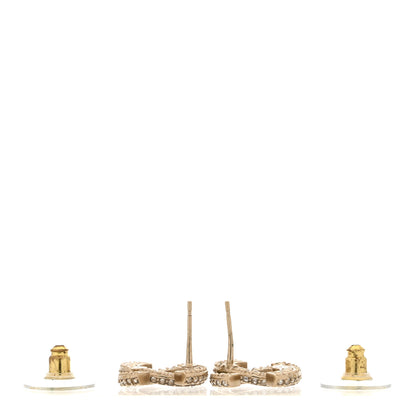 Chanel Crystal Timeless CC Earrings Light Gold 3 of 7