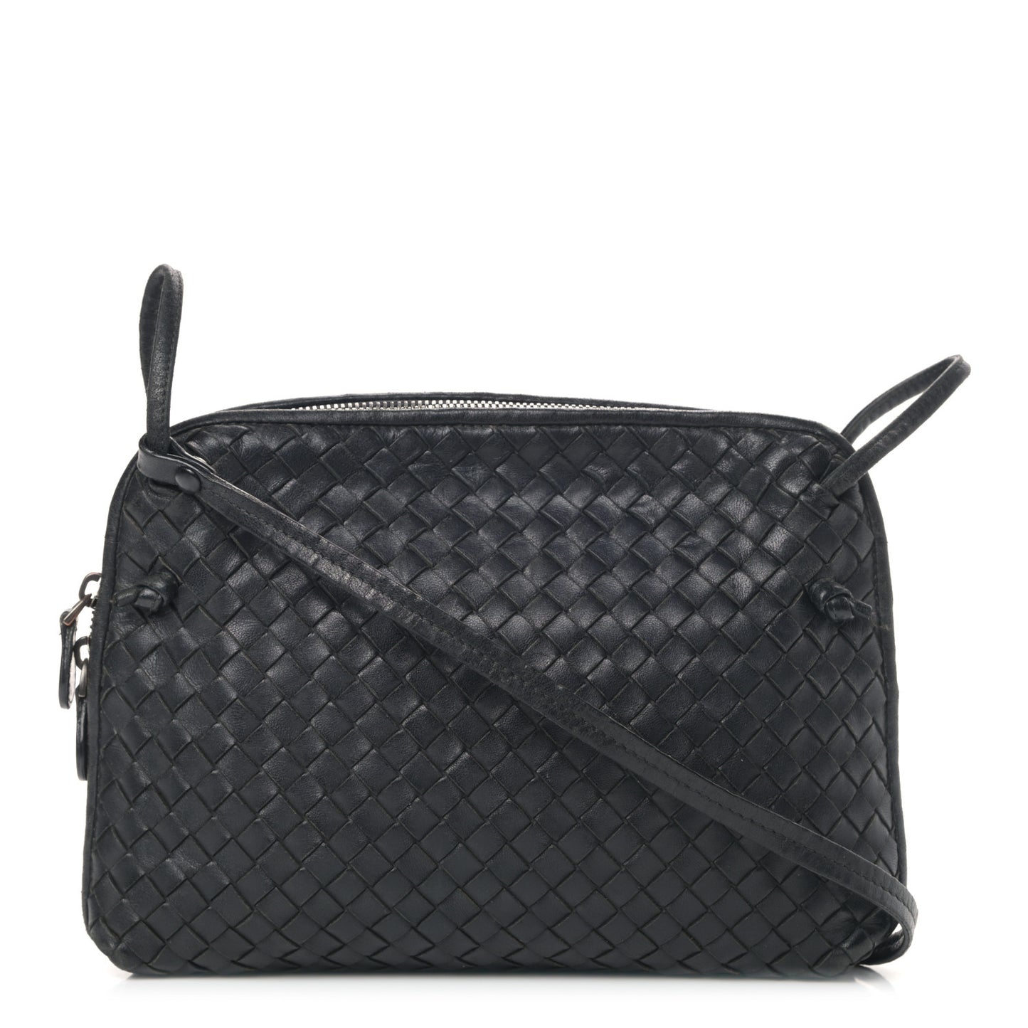 Nappa Intrecciato Nodini Crossbody Messenger Black