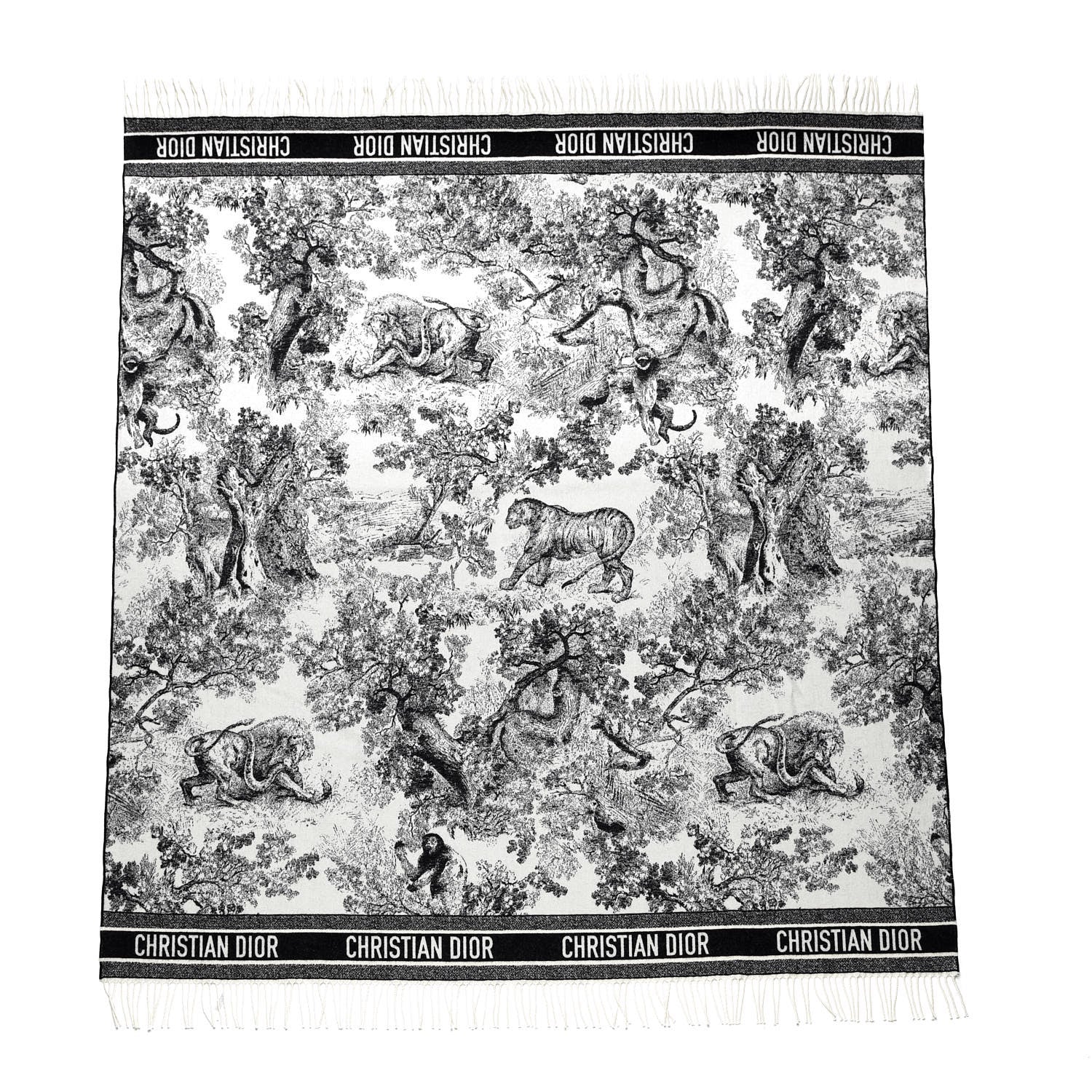 Christian Dior Wool Toile de Jouy Throw Black 1 of 4