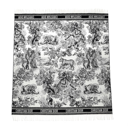 Christian Dior Wool Toile de Jouy Throw Black 1 of 4