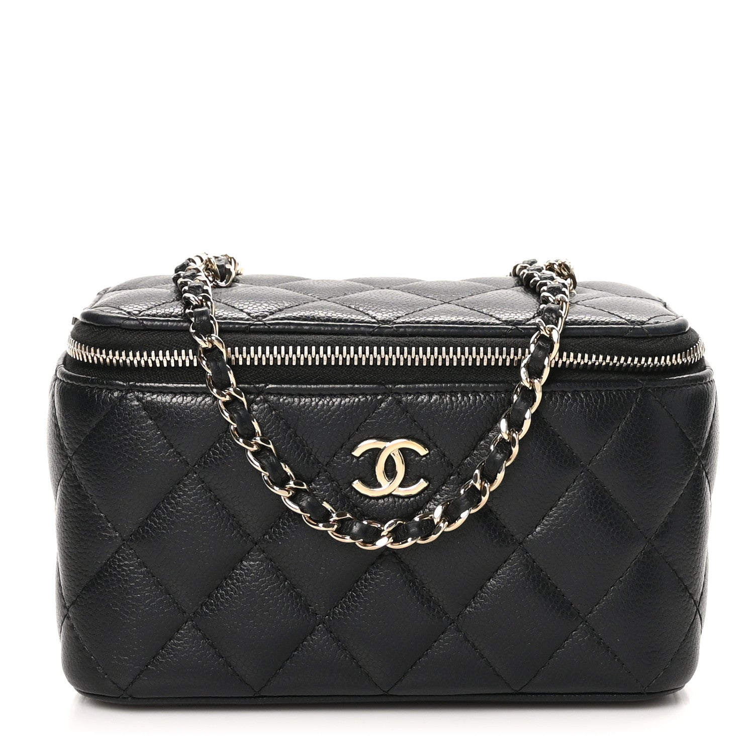 Chanel Caviar Quilted Small Tiny CC Vanity Case With Chain Black 1 of 12