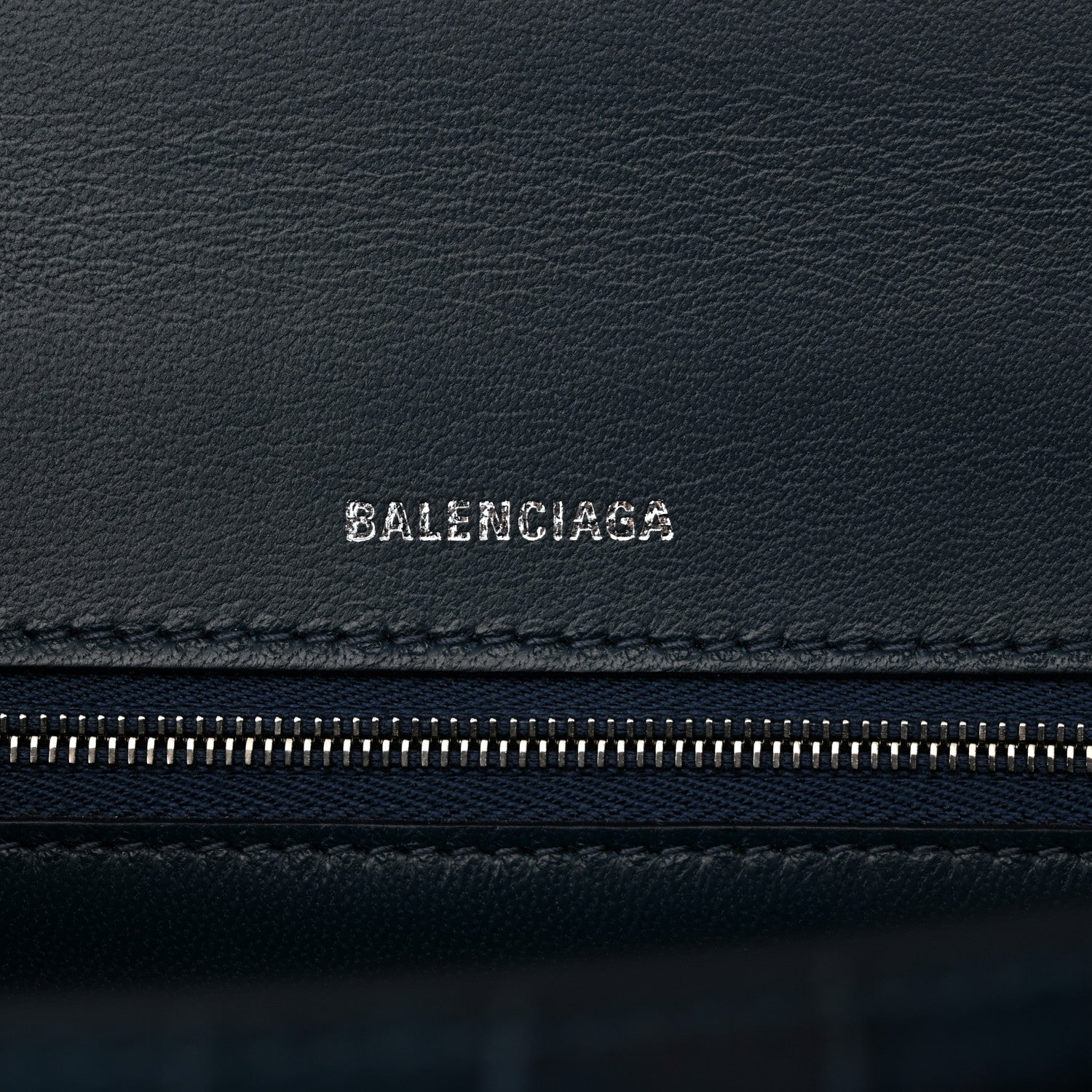 Balenciaga Shiny Calfskin Crocodile Embossed Medium Hourglass Top Handle Bag Denim Blue 7 of 12