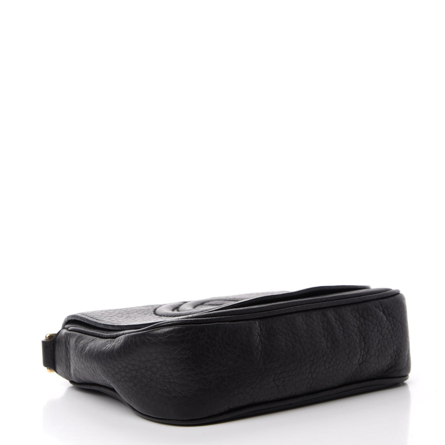 Pebbled Calfskin Small Soho Flap Crossbody Black