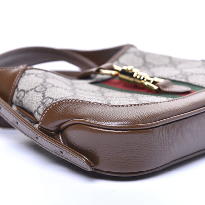 Gucci GG Supreme Monogram Azalea Calfskin Web Mini Jackie 1961 Hobo Beige Ebony Brown Sugar 6 of 14