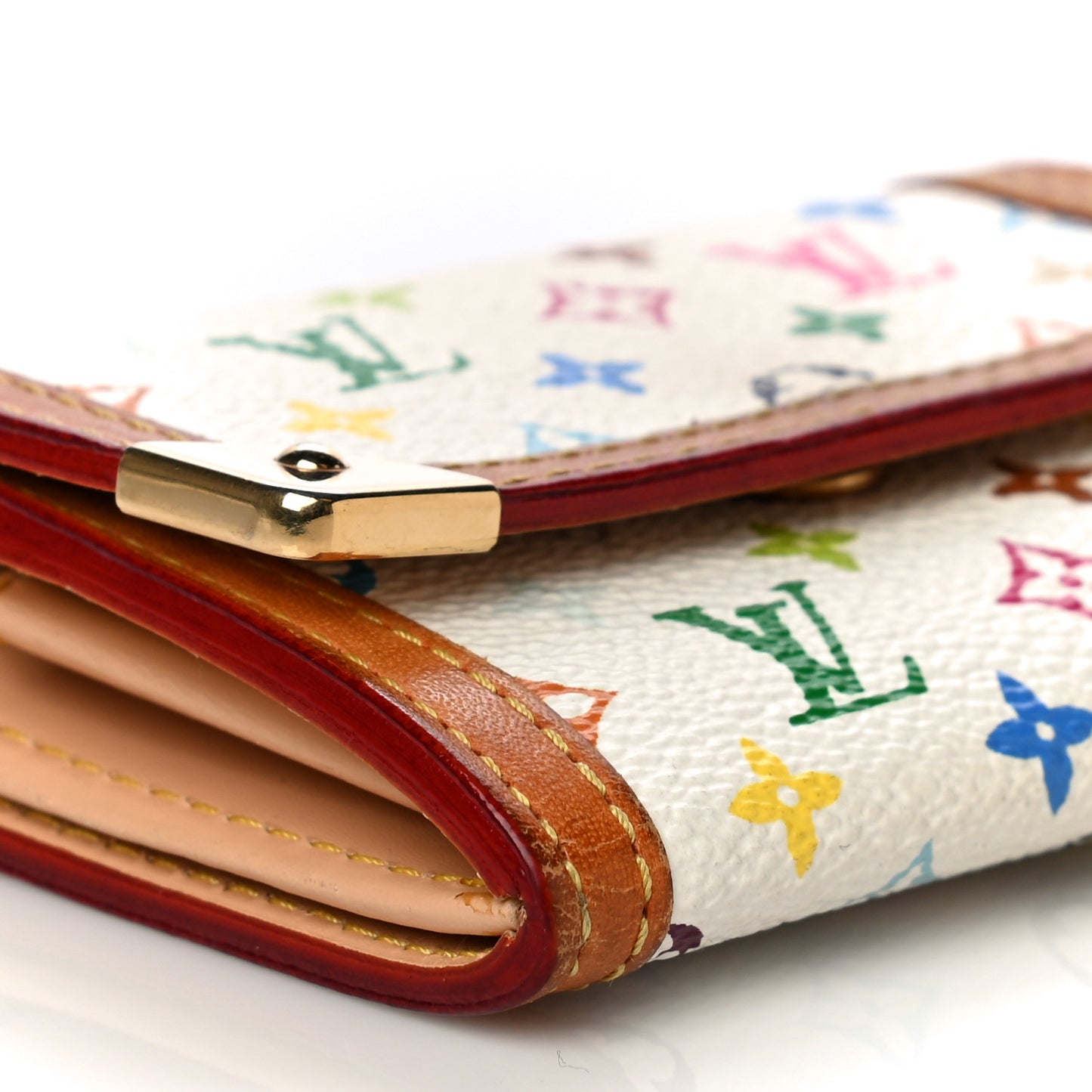 Monogram Multicolor Porte-Monnaie Plat Coin Purse White