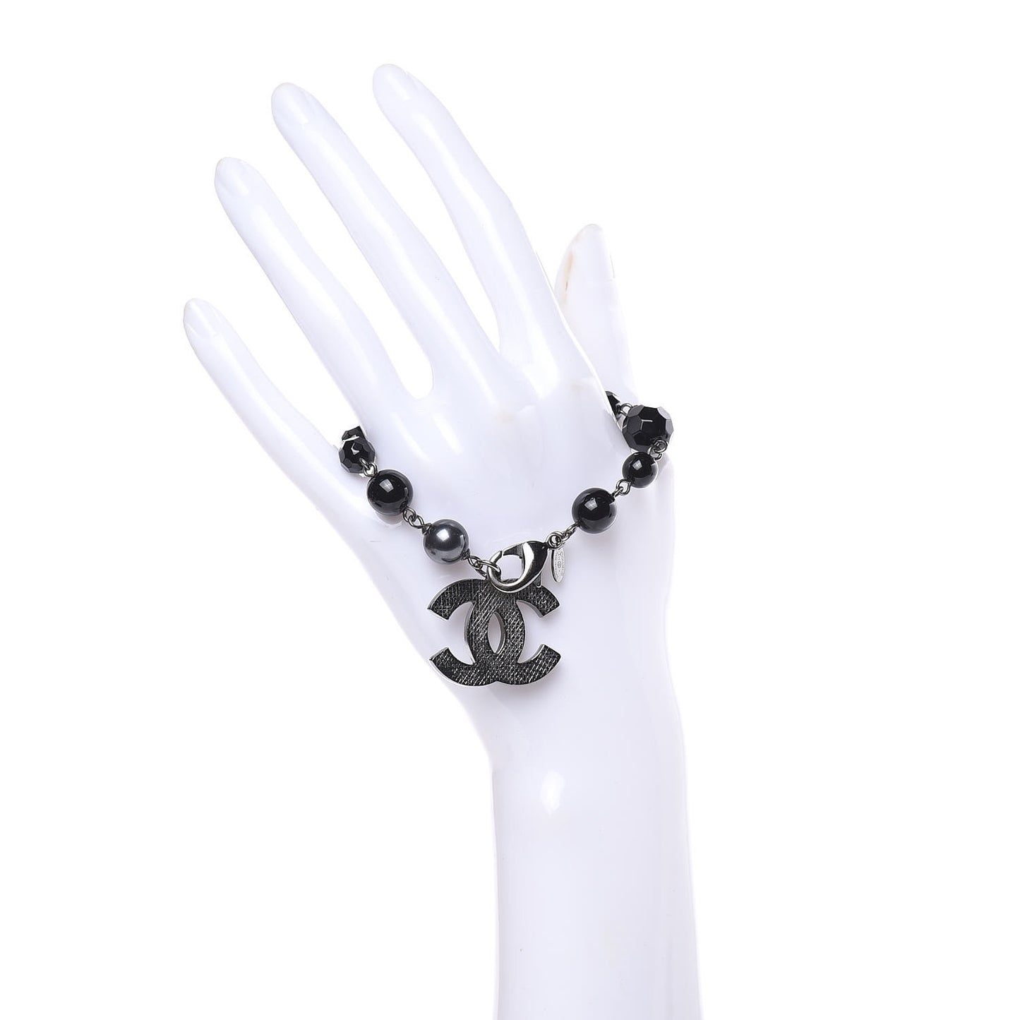 Ruthenium Bead CC Bracelet Black