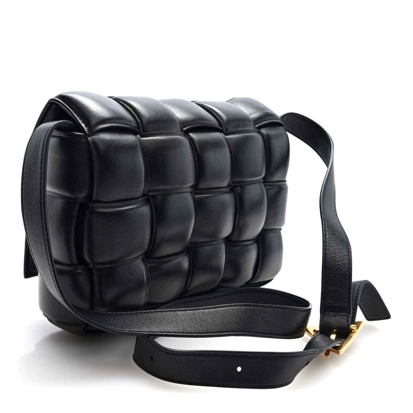 Nappa Maxi Intreccio Padded Cassette Crossbody Bag Black