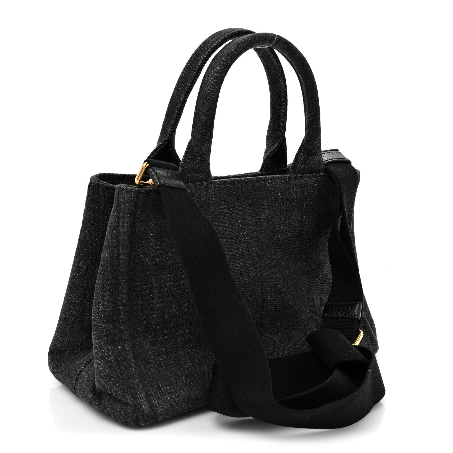 Prada Denim Small Logo Tote Black 3 of 10