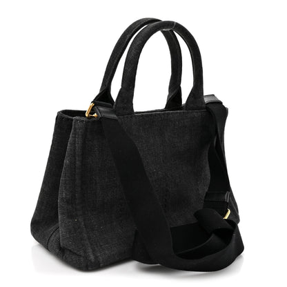 Prada Denim Small Logo Tote Black 3 of 10
