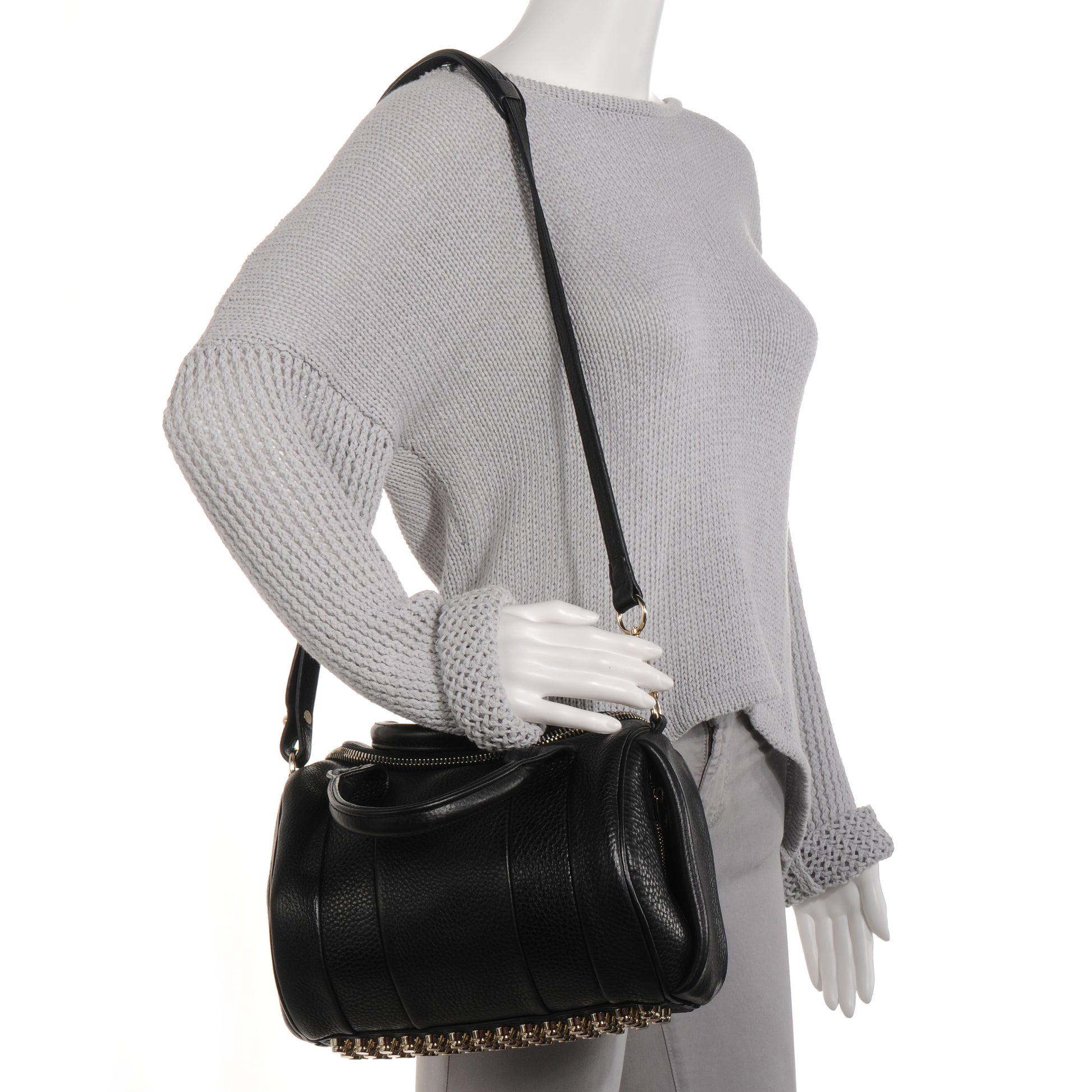 Alexander Wang Pebbled Leather Rockie Black w Pale Gold Hardware 2 of 6