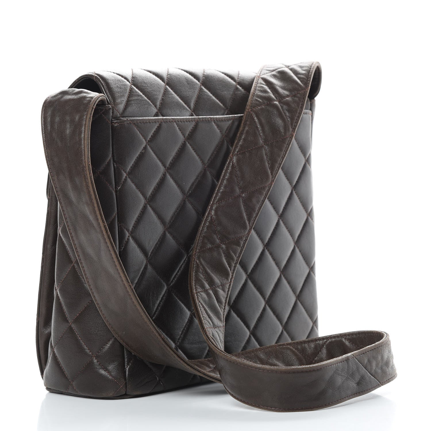 Chanel Lambskin Quilted Flap Shoulder Bag Dark Brown 3 of 17