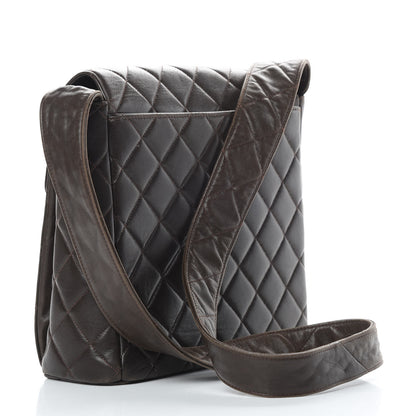 Chanel Lambskin Quilted Flap Shoulder Bag Dark Brown 3 of 17