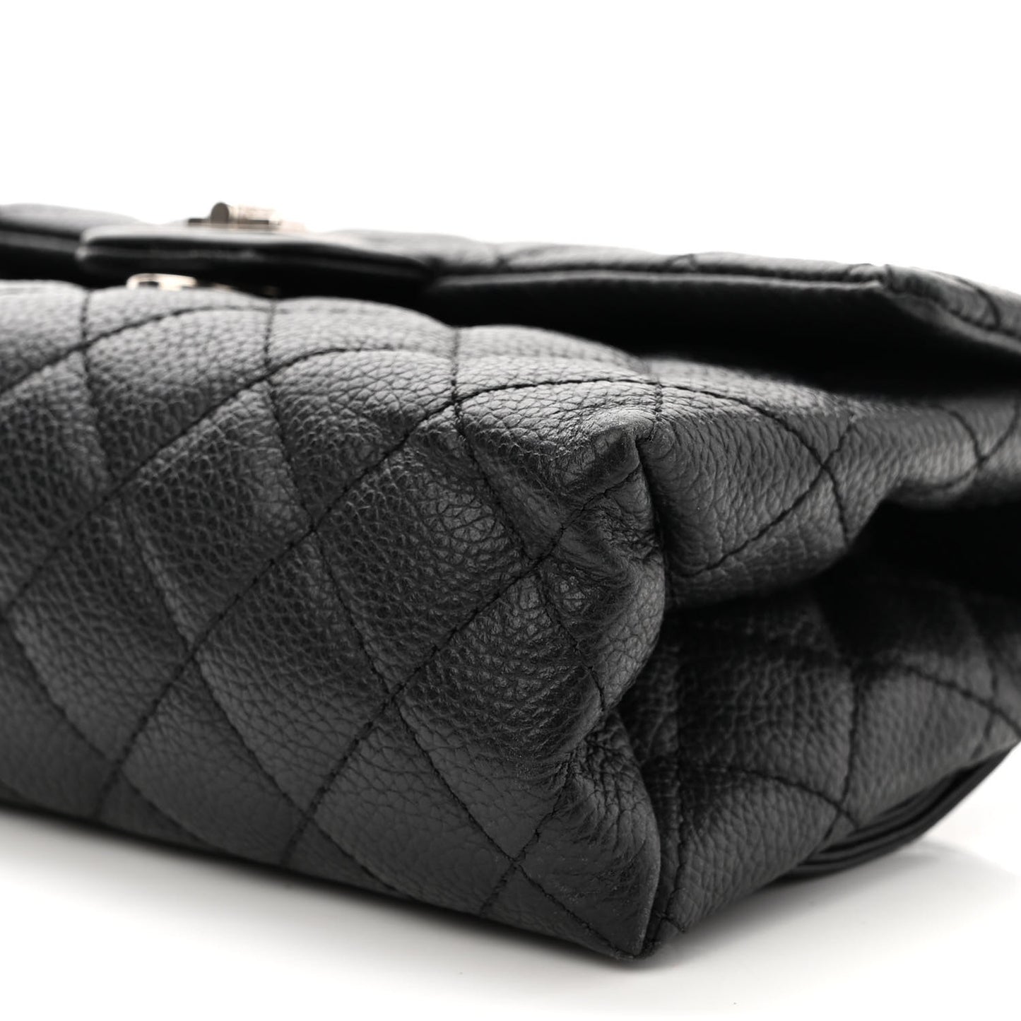 Grained Calfskin Quilted 2.55 Reissue Flap Belt Bag Clutch Black
