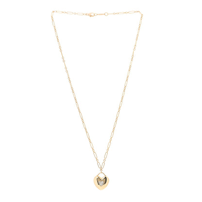 Tiffany 18K Yellow Gold Diamond Heart Pendant Link Chain Necklace 3 of 6