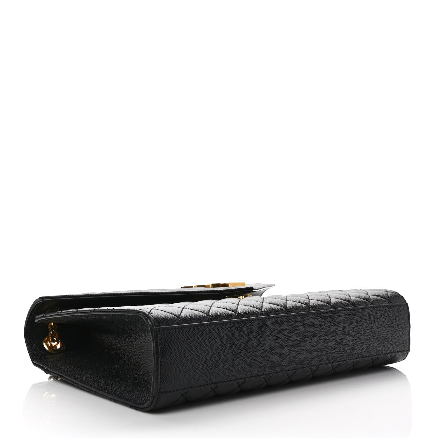 Saint Laurent Grain De Poudre Textured Mixed Matelasse Large Triquilt Monogram Satchel Black 4 of 9