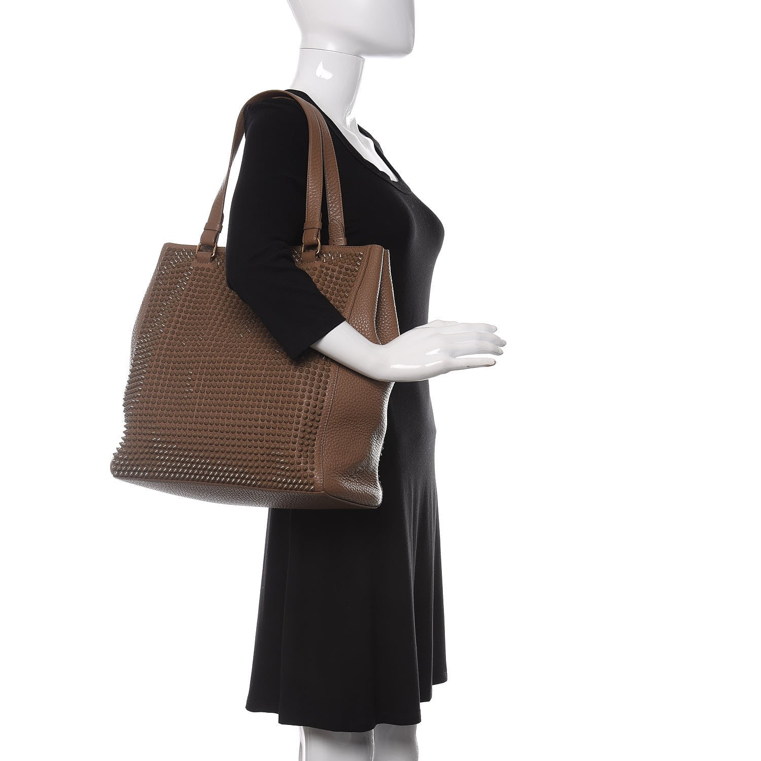 Christian Louboutin Calfskin Panettone Spiked Shopper Tote Nude 2 of 12