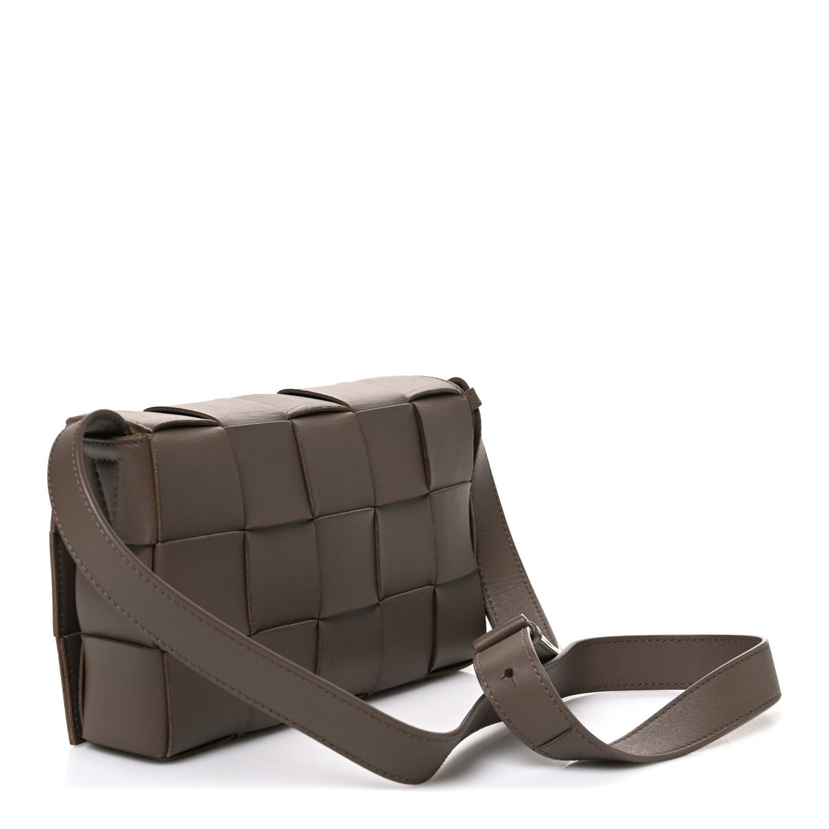 Lambskin Maxi Intreccio Cassette Crossbody Bag Taupe Grey