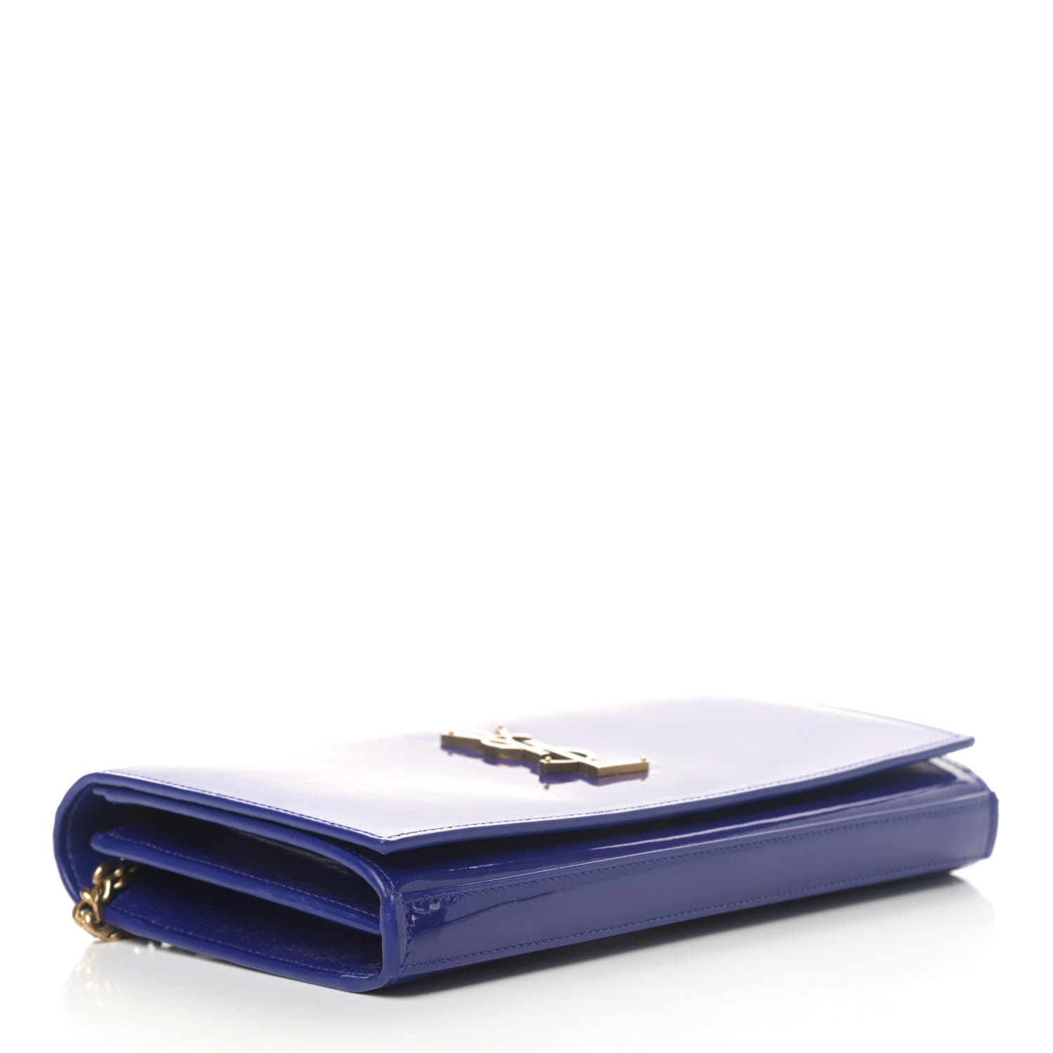 Saint Laurent Patent Calfskin Monogram Kate Wallet On Chain Royal Blue 3 of 5