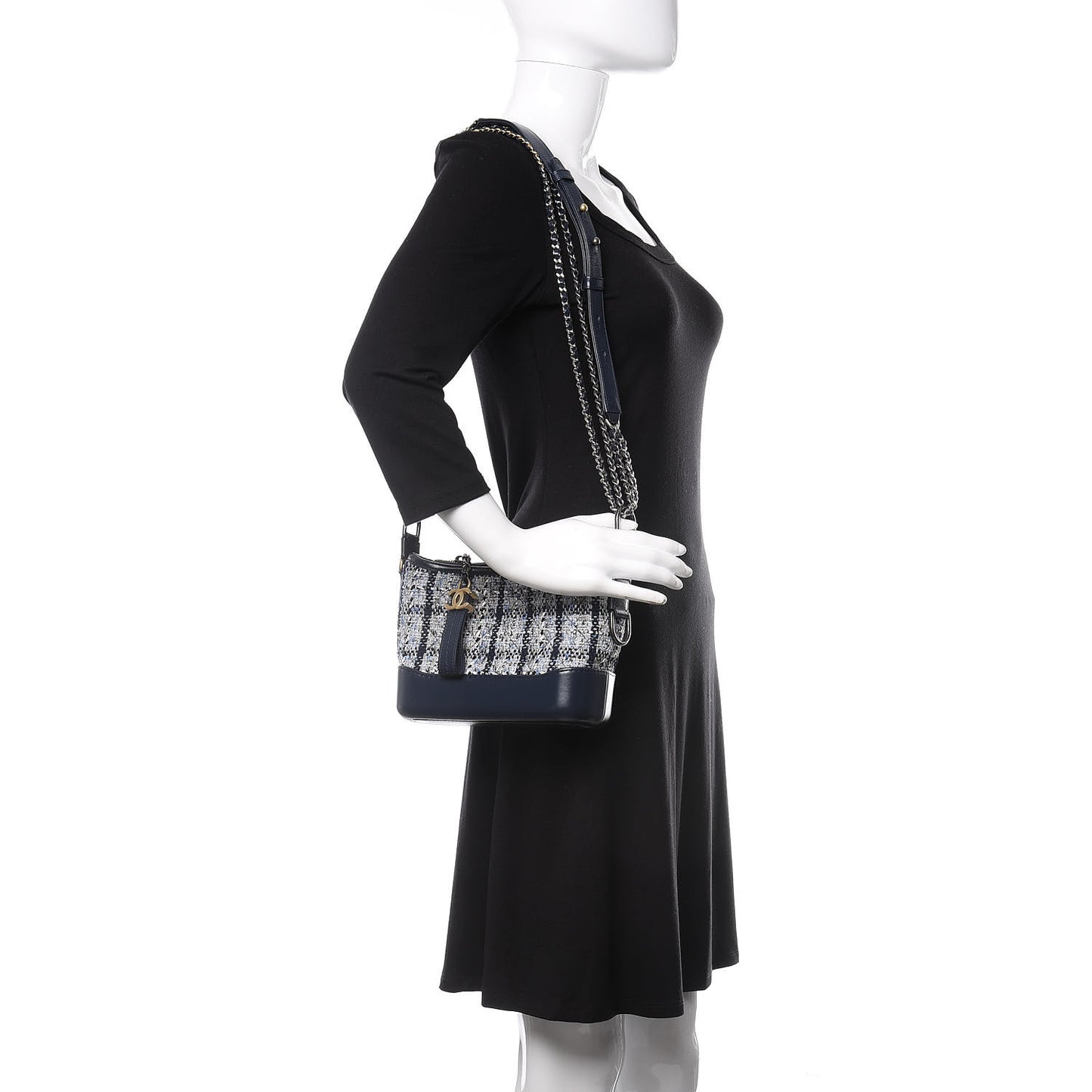 Tweed Calfskin Small Gabrielle Hobo Blue