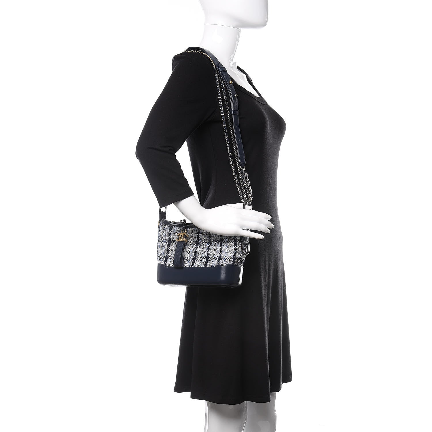 Chanel Tweed Calfskin Small Gabrielle Hobo Blue 2 of 10
