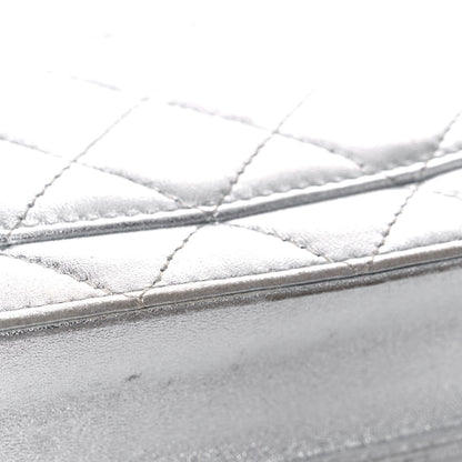 Chanel Metallic Lambskin Quilted Wallet On Chain WOC Silver 19 of 26