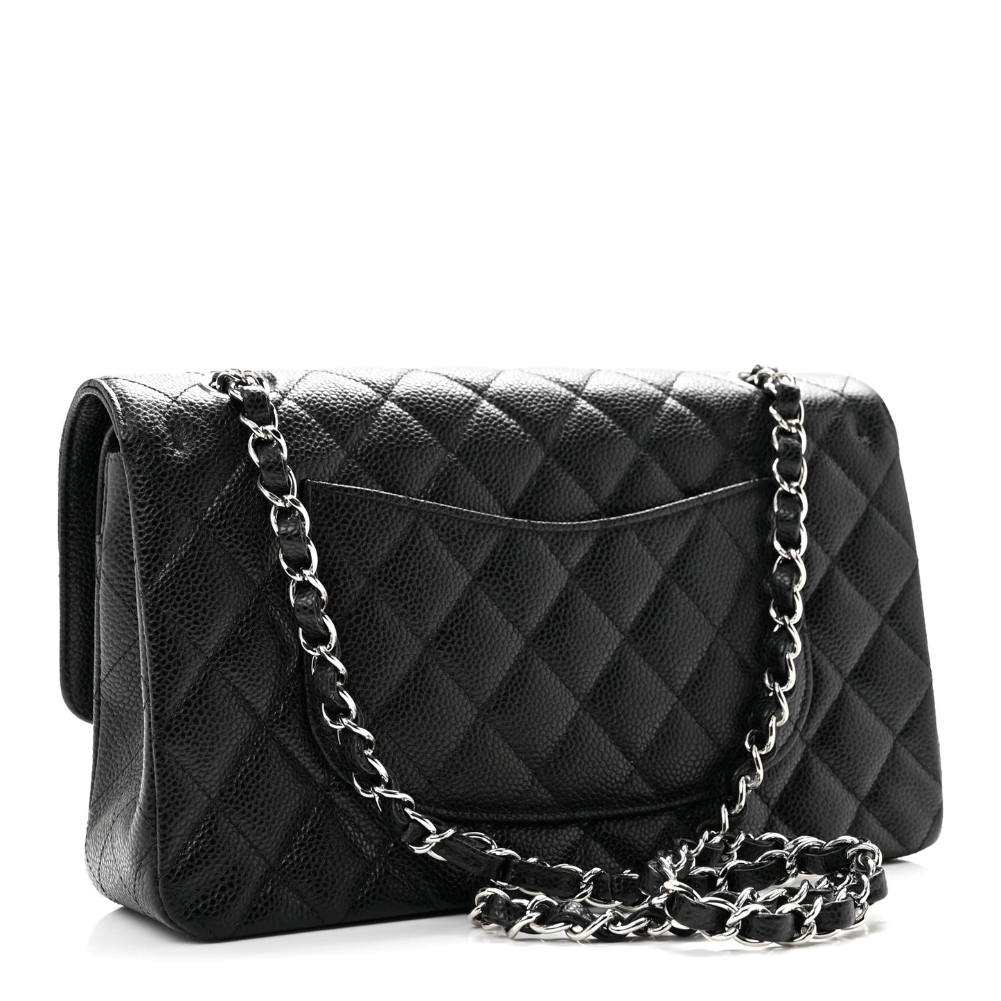 Caviar Quilted Medium Double Flap Black