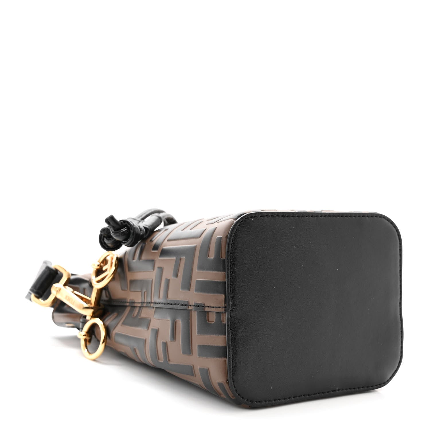 Fendi Vitello Liberty F is Fendi Bi-Color FF 1974 Embossed Mini Mon Tresor Bucket Bag Maya Black 4 of 10