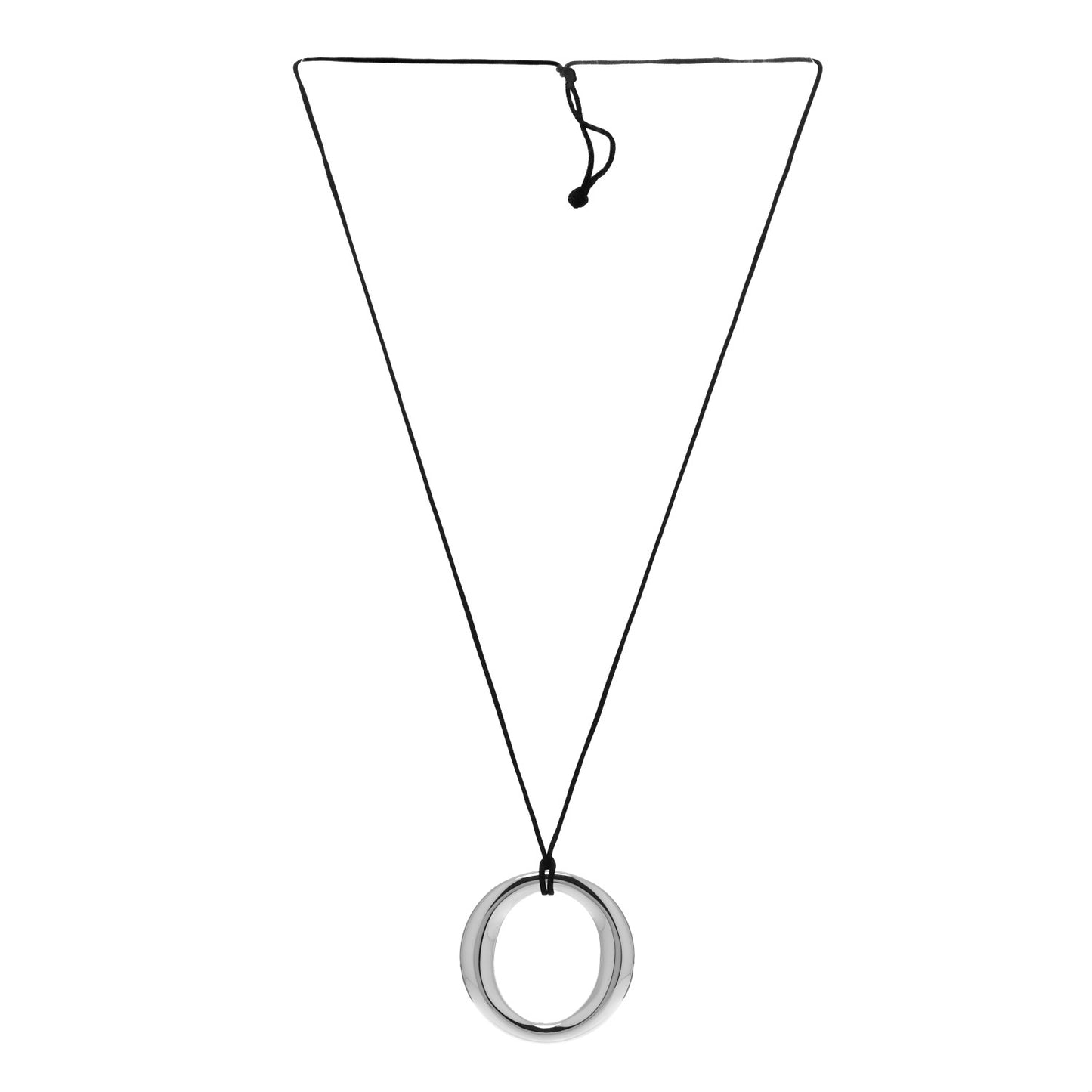 Sterling Silver Large Elsa Peretti Sevillana Pendant Cord Necklace