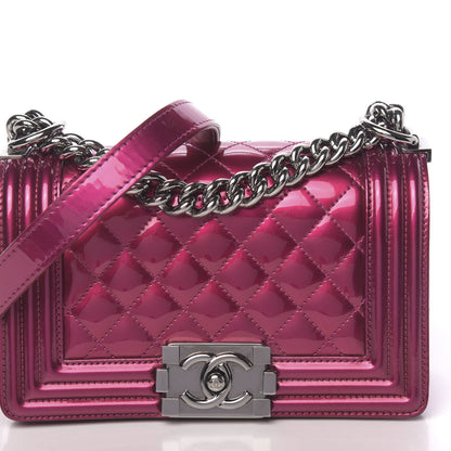 Chanel Metallic Patent Calfskin Quilted Small Boy Flap Pink 9 of 11
