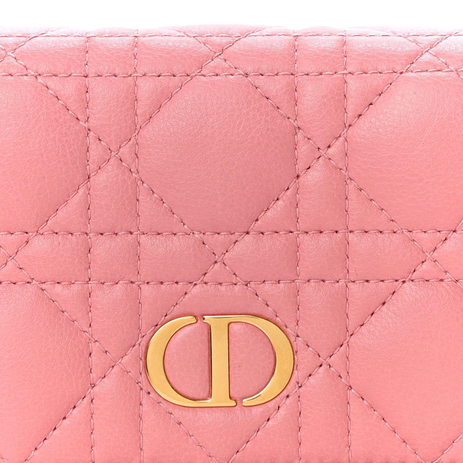 Christian Dior Grained Calfskin Supple Cannage Caro Compact Zipped Wallet Pink 7 of 10