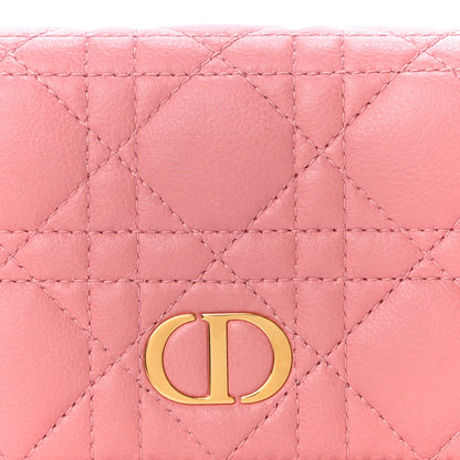 Christian Dior Grained Calfskin Supple Cannage Caro Compact Zipped Wallet Pink 7 of 10