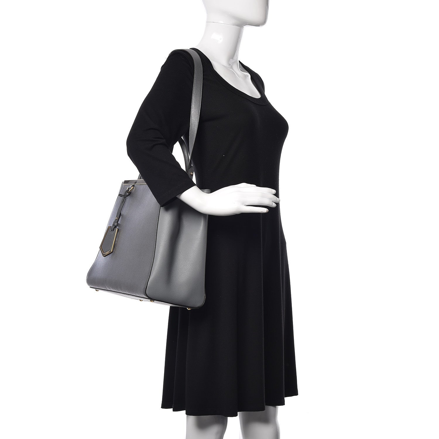 Fendi Vitello Elite Flamingo Regular 2Jours Tote Grigio Grigio Chiaro 2 of 9