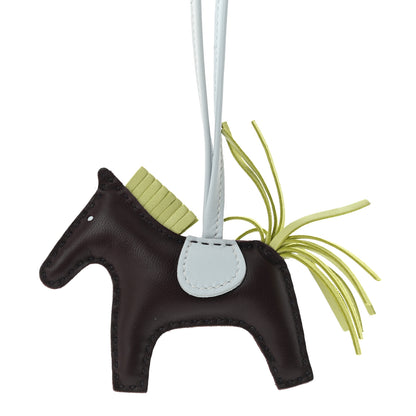 Hermes Milo Lambskin Grigri Rodeo Horse Bag Charm PM Rouge Sellier Jaune Bourgeon Bleu Brume 5 of 5